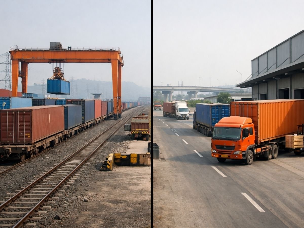 Rail or road which one actually has the advantage in Kalamboli is visible in this image.