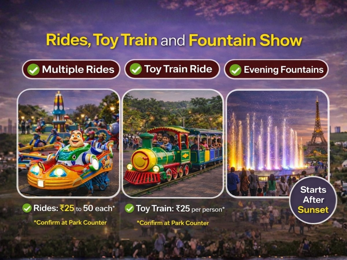 Rides, Toy Train and Fountain Show