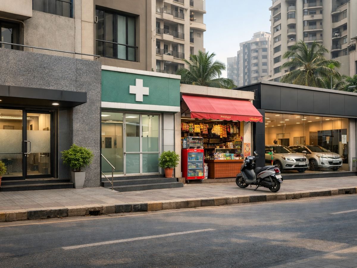 What kind of commercial property works better in Nerul office, shop, clinic, showroom, or small unit investment is visible in this image.