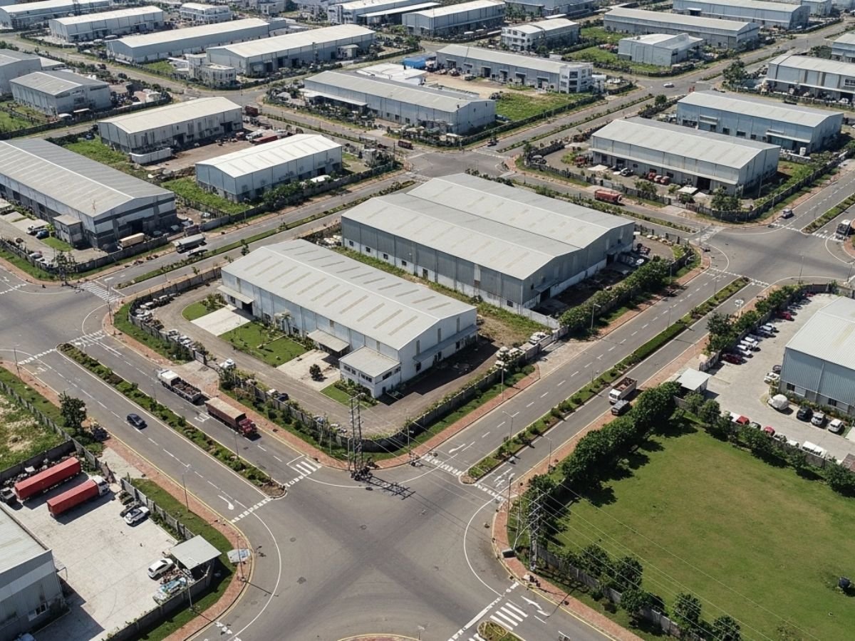 What pushes industrial land values up inside Taloja MIDC is visble in this image