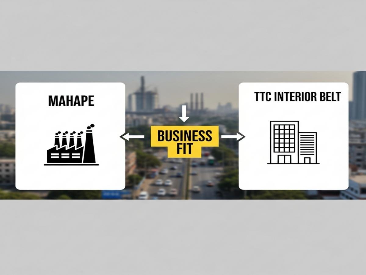 Business Fit Matrix: Choose Mahape or TTC Interior Belt Based on Your Activity is visible in this image