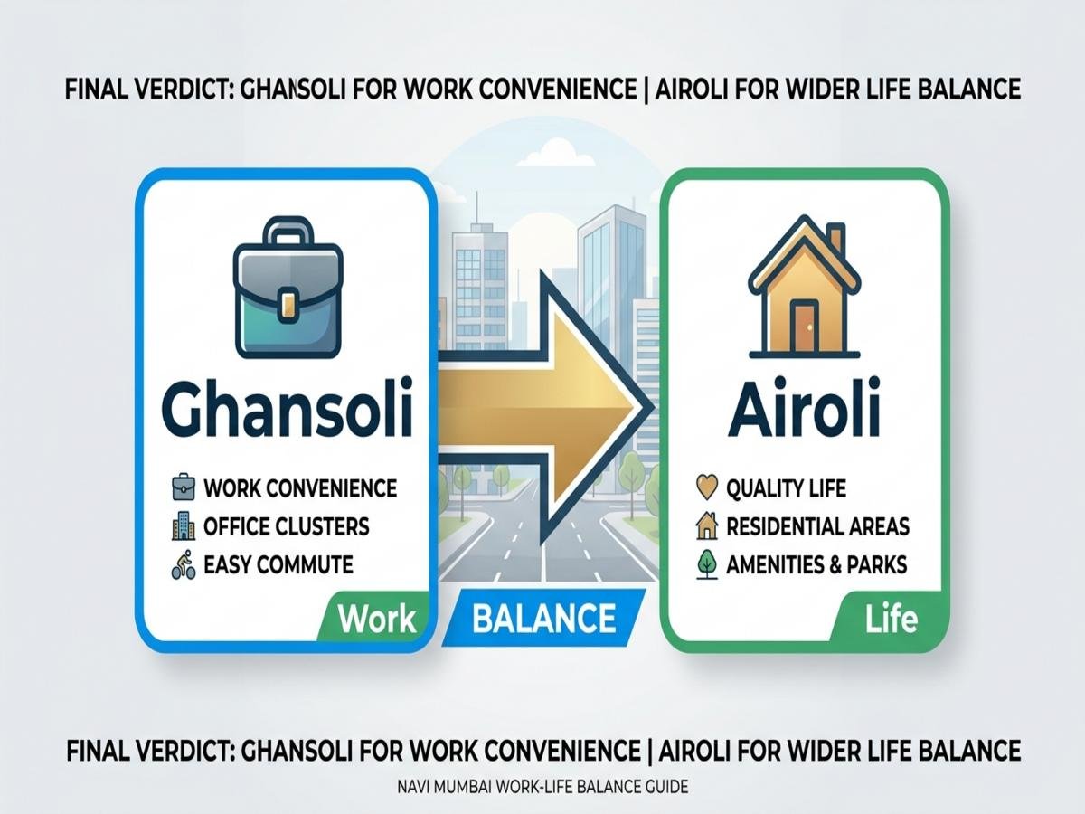 Final Verdict: Choose Ghansoli for Work Convenience, Airoli for Wider Life Balance is visible in this image