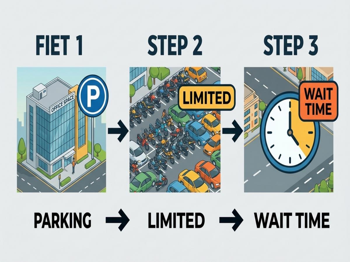 How Serious Is the Parking Problem in This Mahape Office Building? is visible in this image