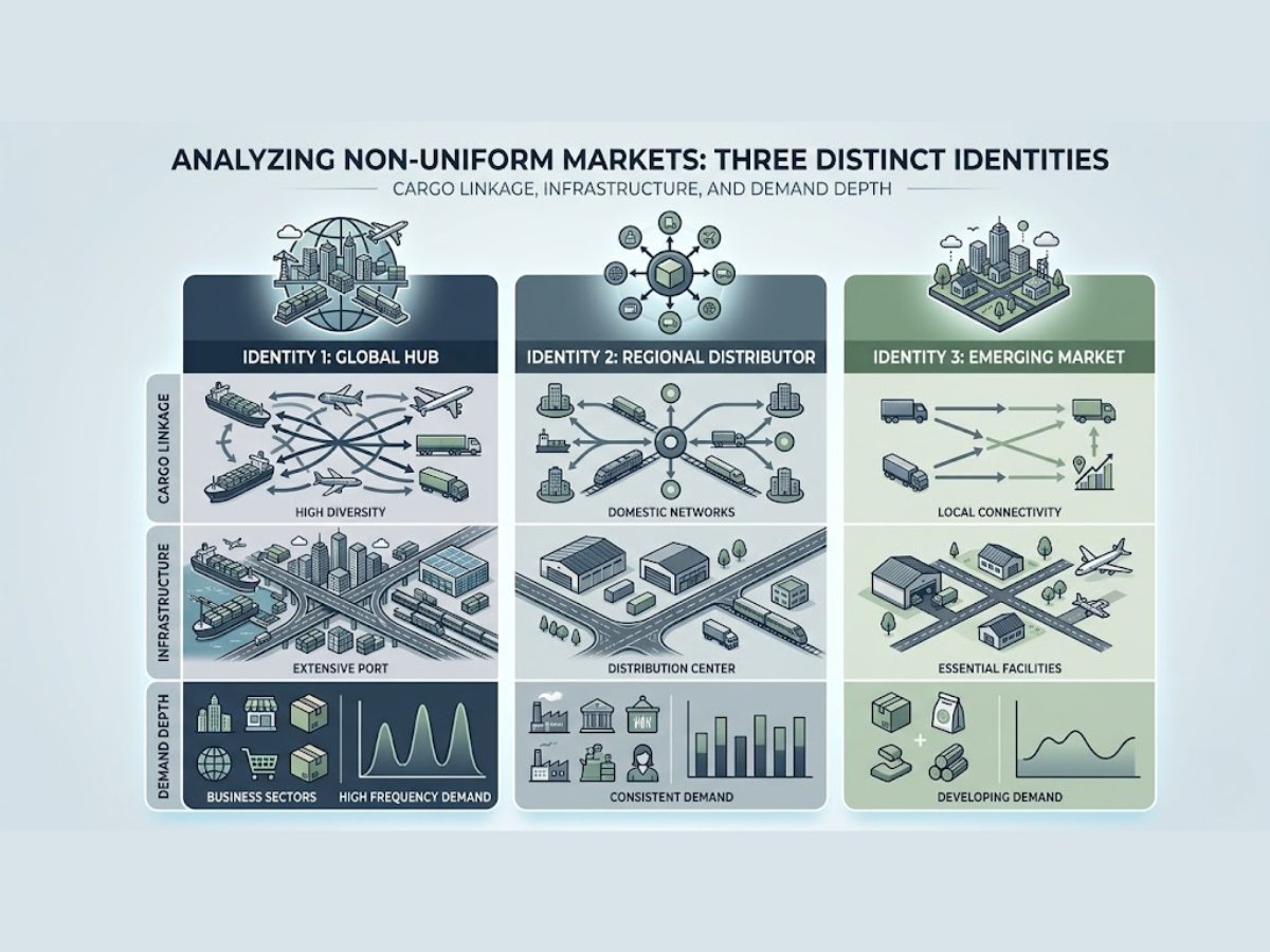 Infographic showing difference between JNPA, Dronagiri and Uran based on cargo flow, infrastructure and operational practicality