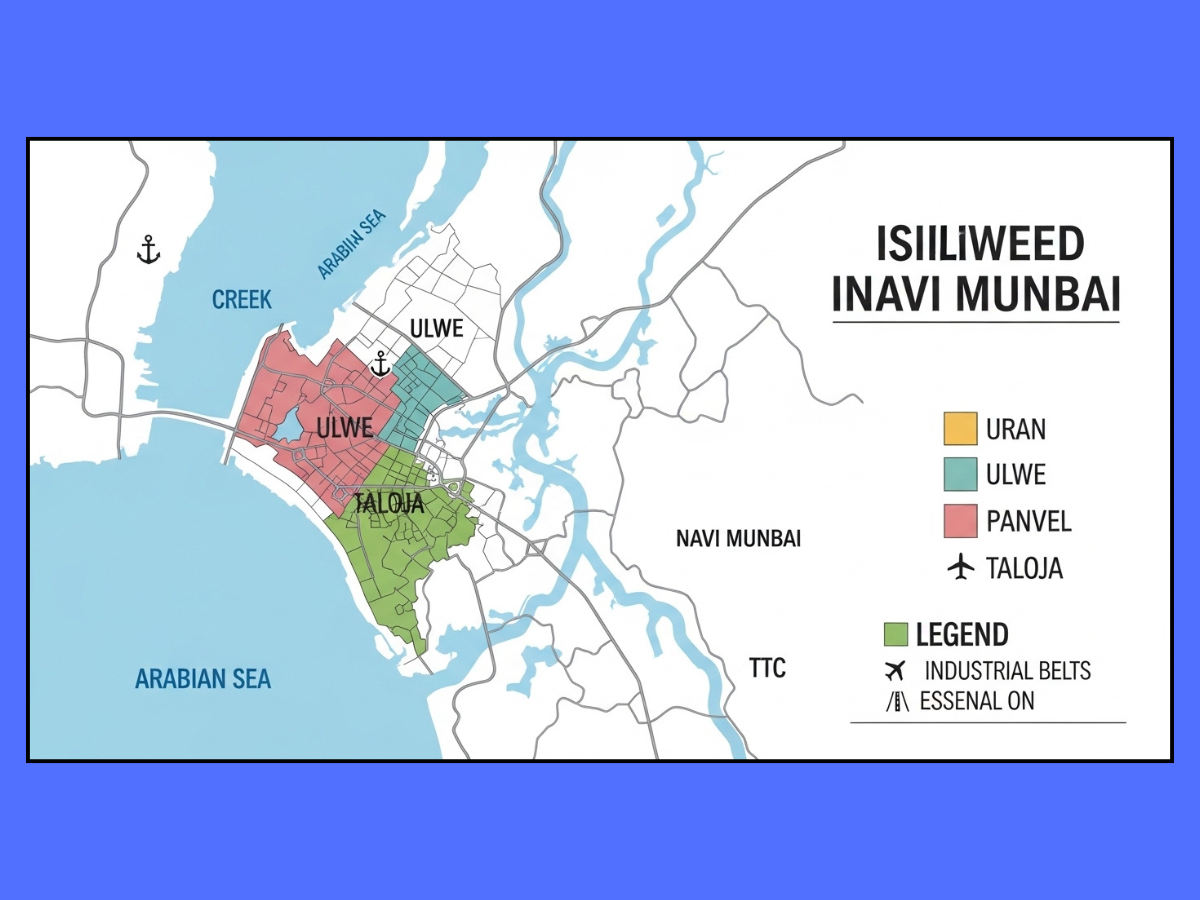 navi mumbai industrial belts price impact map is visible in this image.