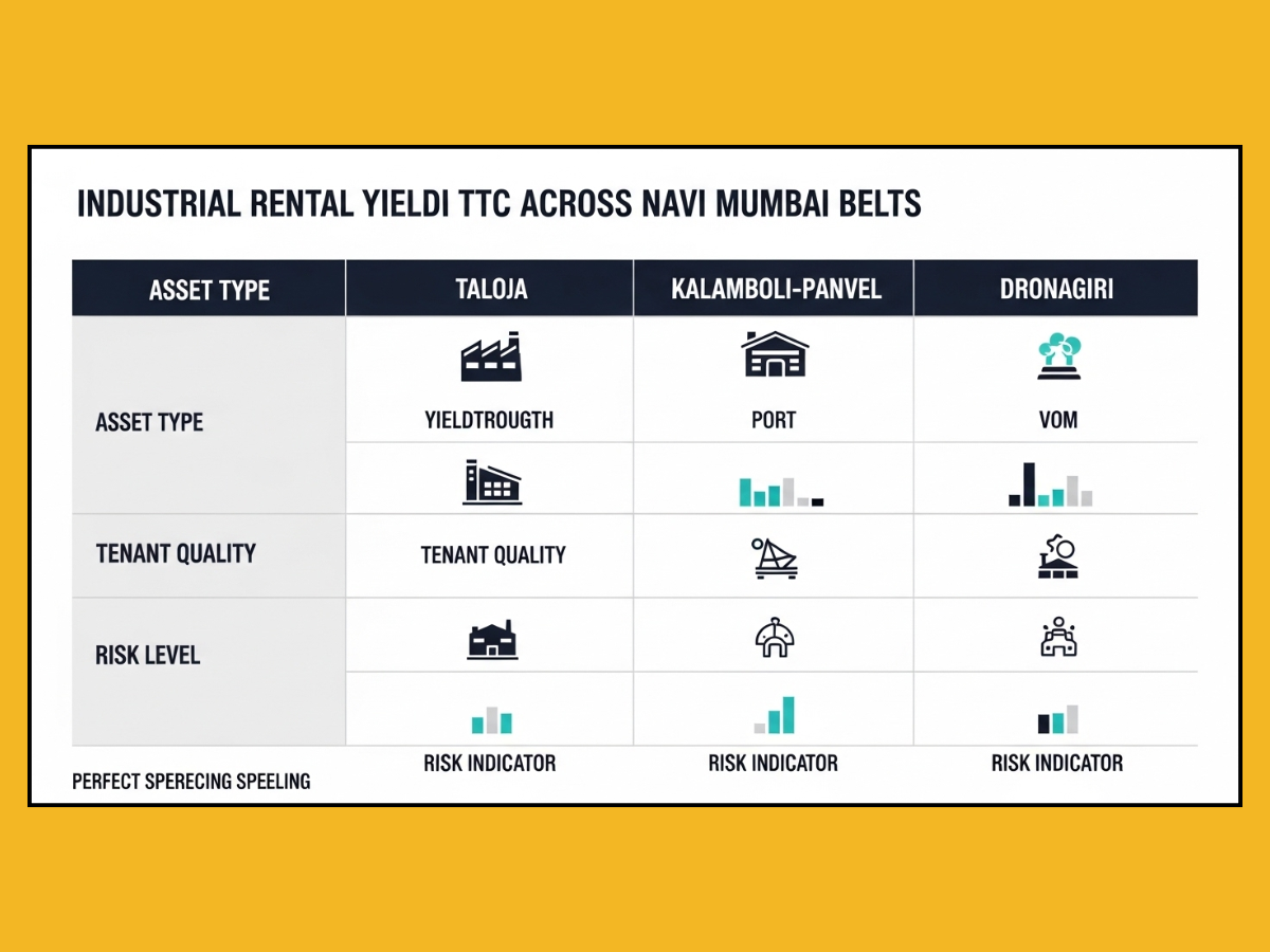 navi mumbai industrial yield belts comparison infographic is visible in this image.