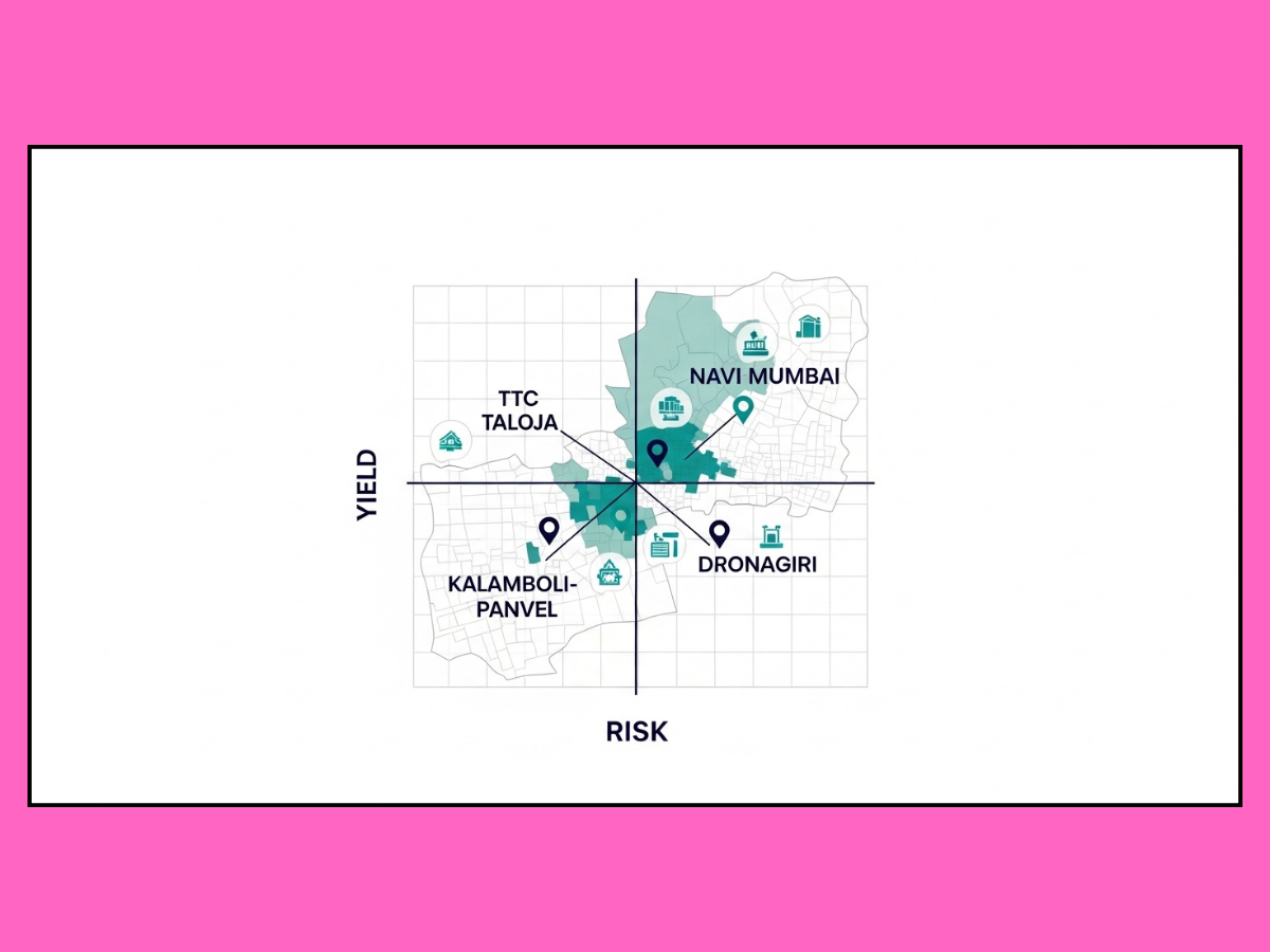 navi mumbai industrial yield vs risk belt analysis chart is visible in this image.