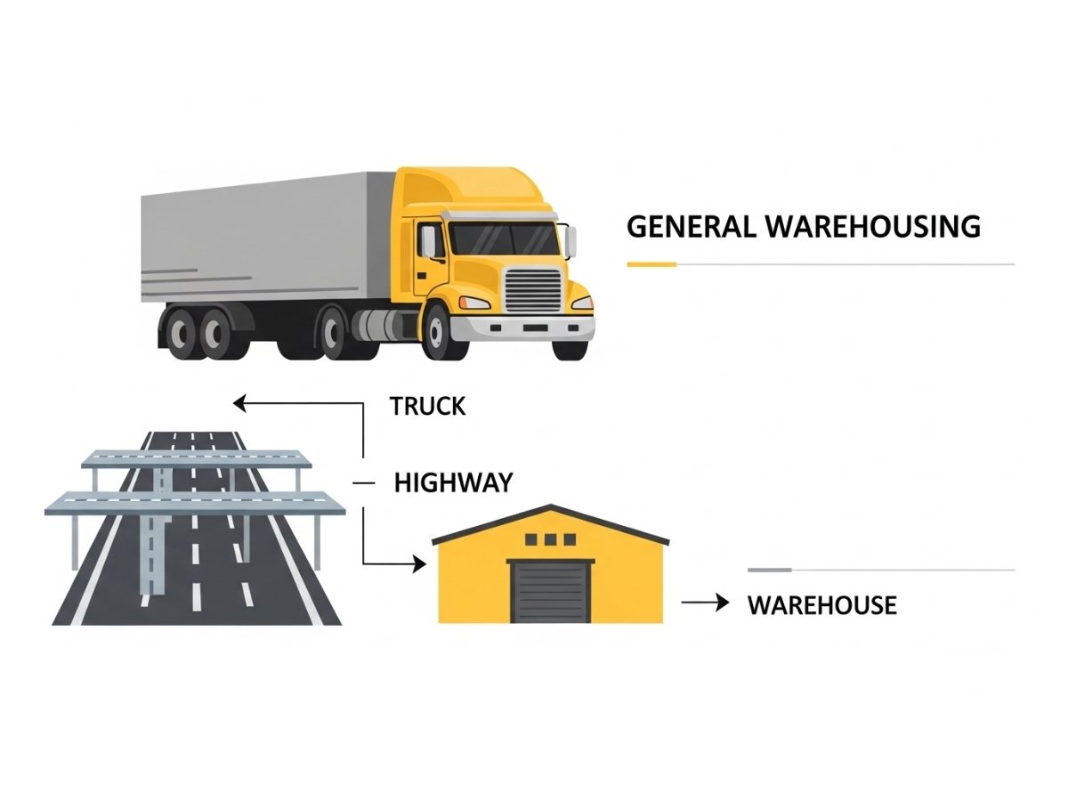 Infographic showing difference between port-linked warehousing and general logistics warehousing in Navi Mumbai