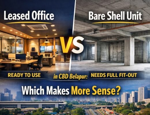 which makes more sense leased office or bare shell unit is visible in this image