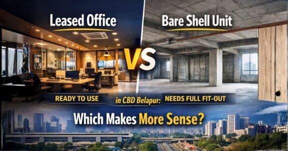 which makes more sense leased office or bare shell unit is visible in this image