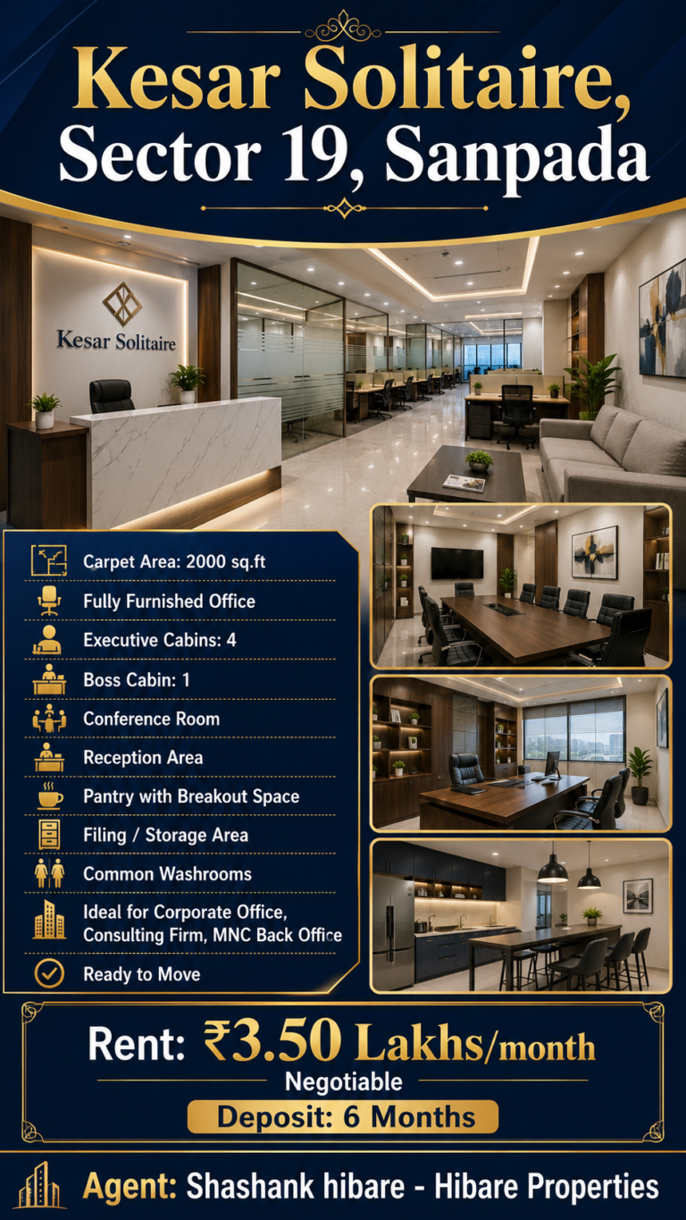 Fully Furnished Office Space at Kesar Solitaire, Sanpada
