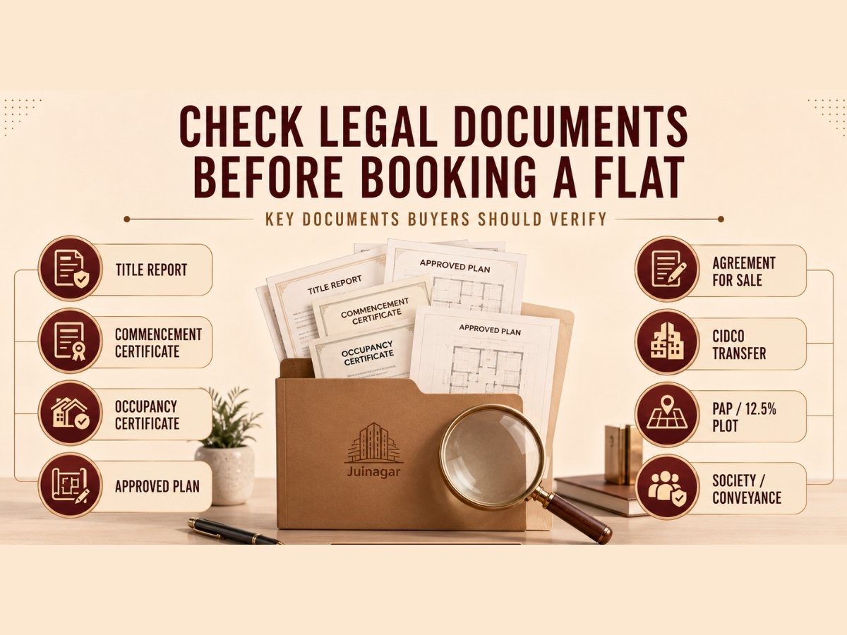 Check Legal Documents Before Booking a Flat in Juinagar is visible in this image.