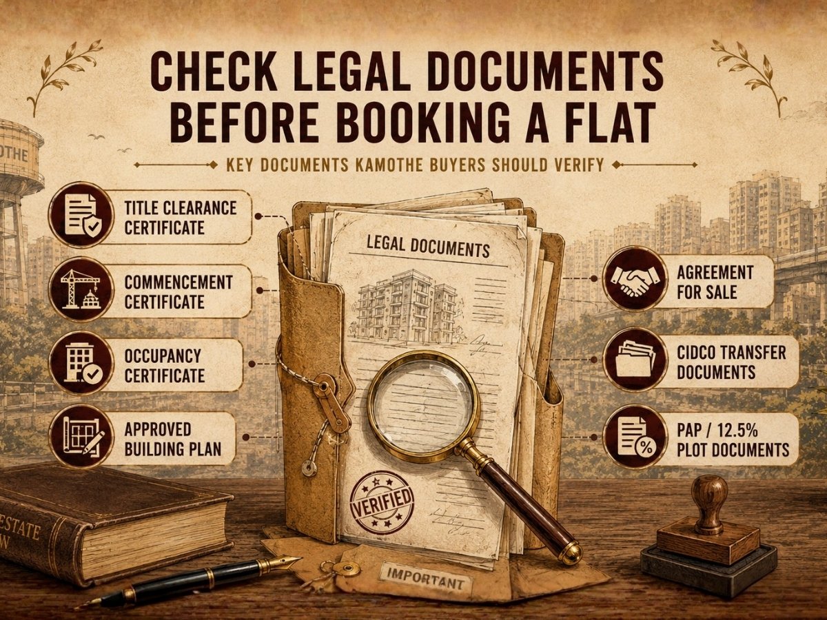 Check Legal Documents Before Booking a Flat in Kamothe is visible in this image.