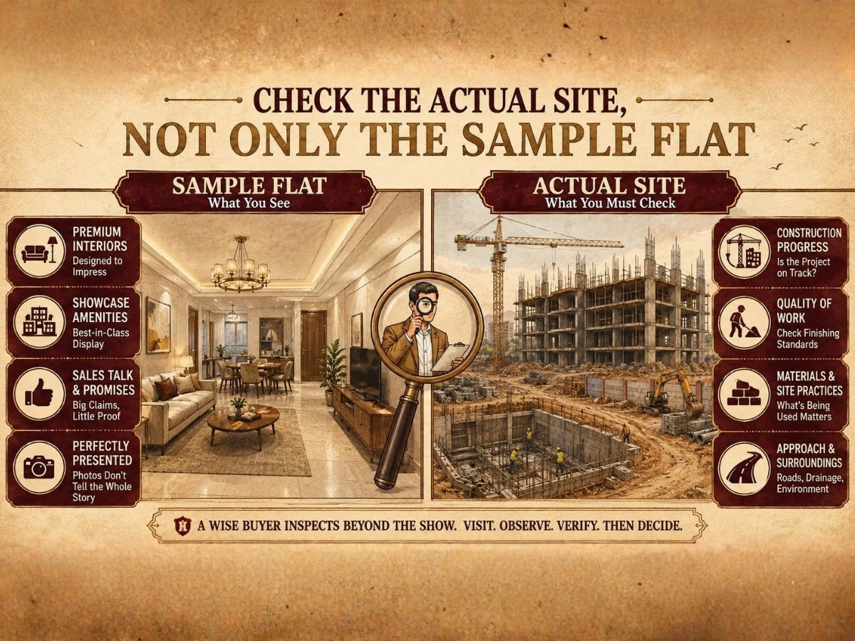 Check the Actual Site, Not Only the Sample Flat is visible in this image.