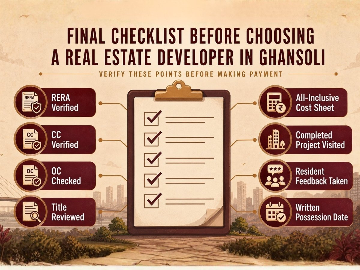 Final Checklist Before Choosing a Real Estate Developer in Ghansoli is visible in this image.