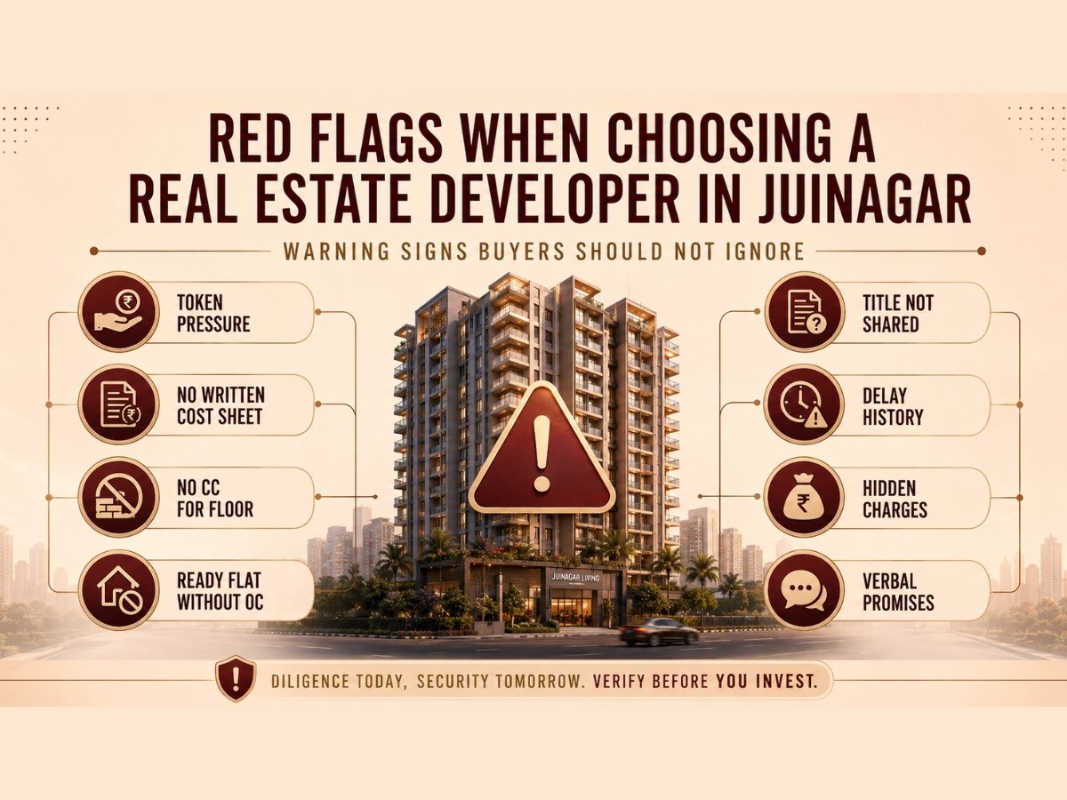Red Flags When Choosing a Real Estate Developer in Juinagar is visible in this image.