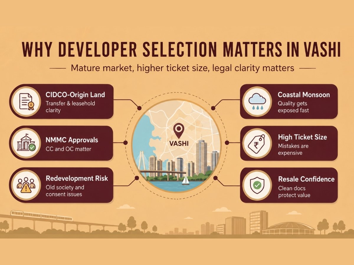 Why Choosing the Right Real Estate Developer Matters in Vashi is visible in this image.