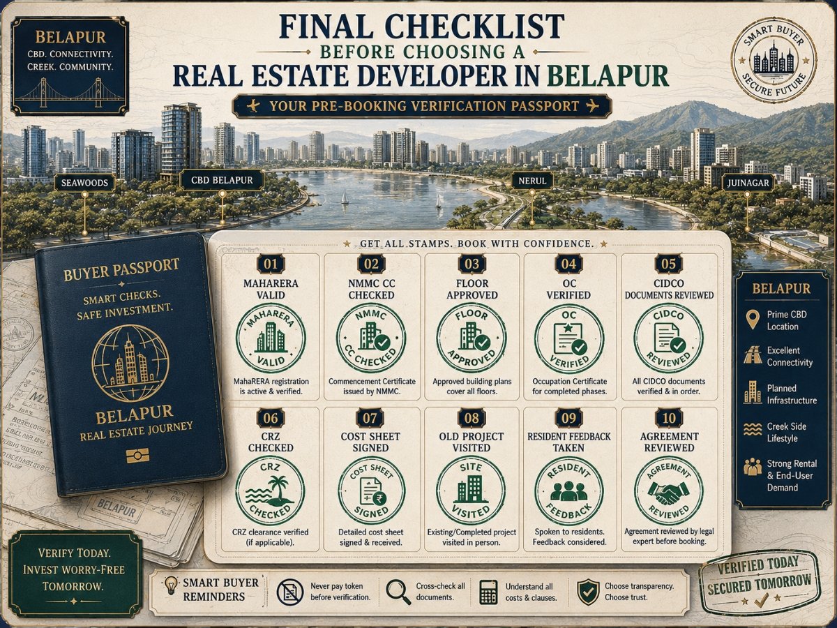 final checklist before choosing developer in belapur is visible in this image.