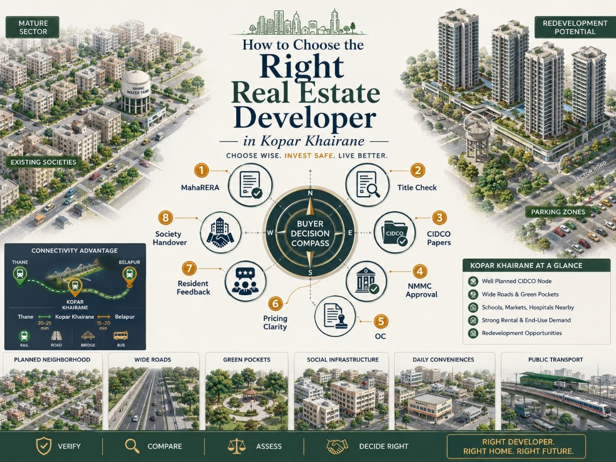 how to choose the right real estate developer in kopar khairane is visible in this image.