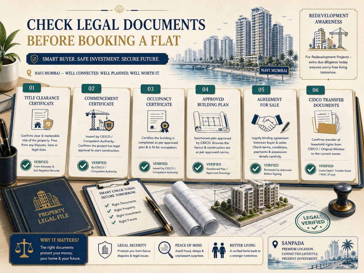 legal documents before booking flat in sanpada is visible in this image.