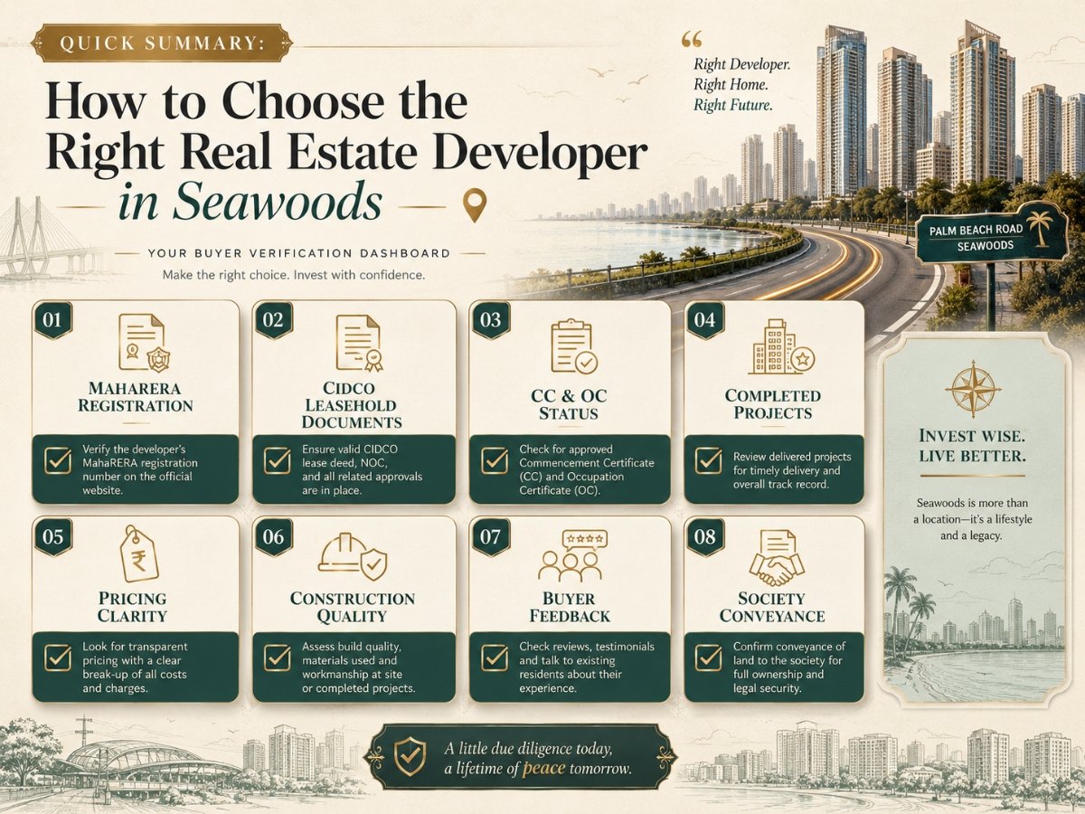 real estate developer checklist seawoods is visible in this image.