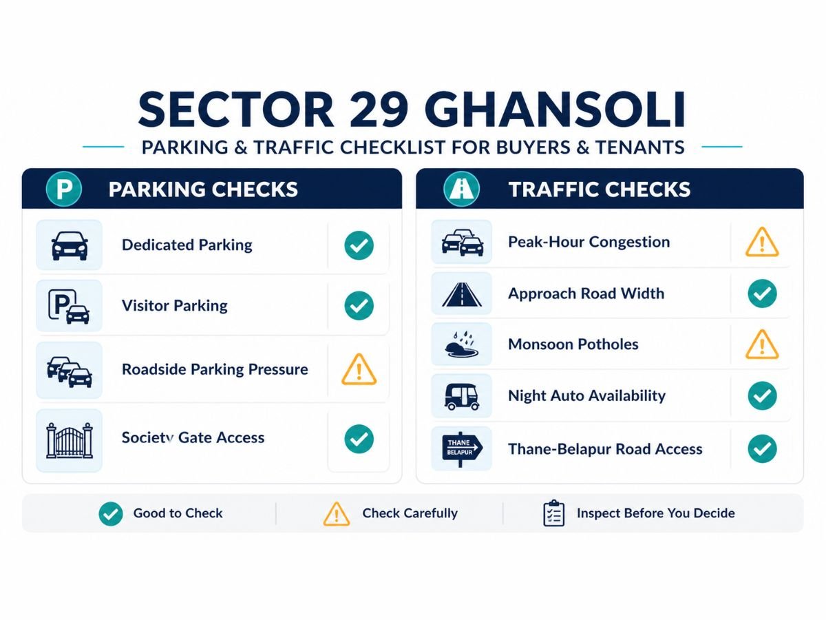 sector-29-ghansoli-parking-traffic-checklist-infographic is visible in this image