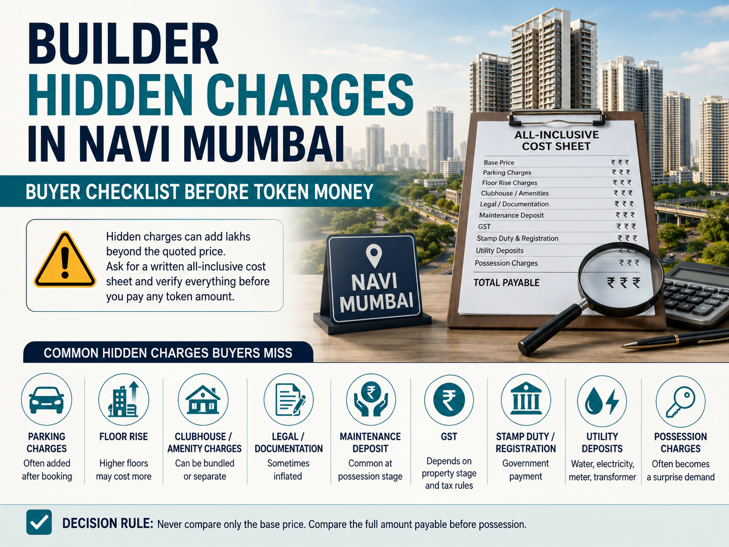 Builder Hidden Charges in Navi Mumbai Buyer Checklist Before Token Money