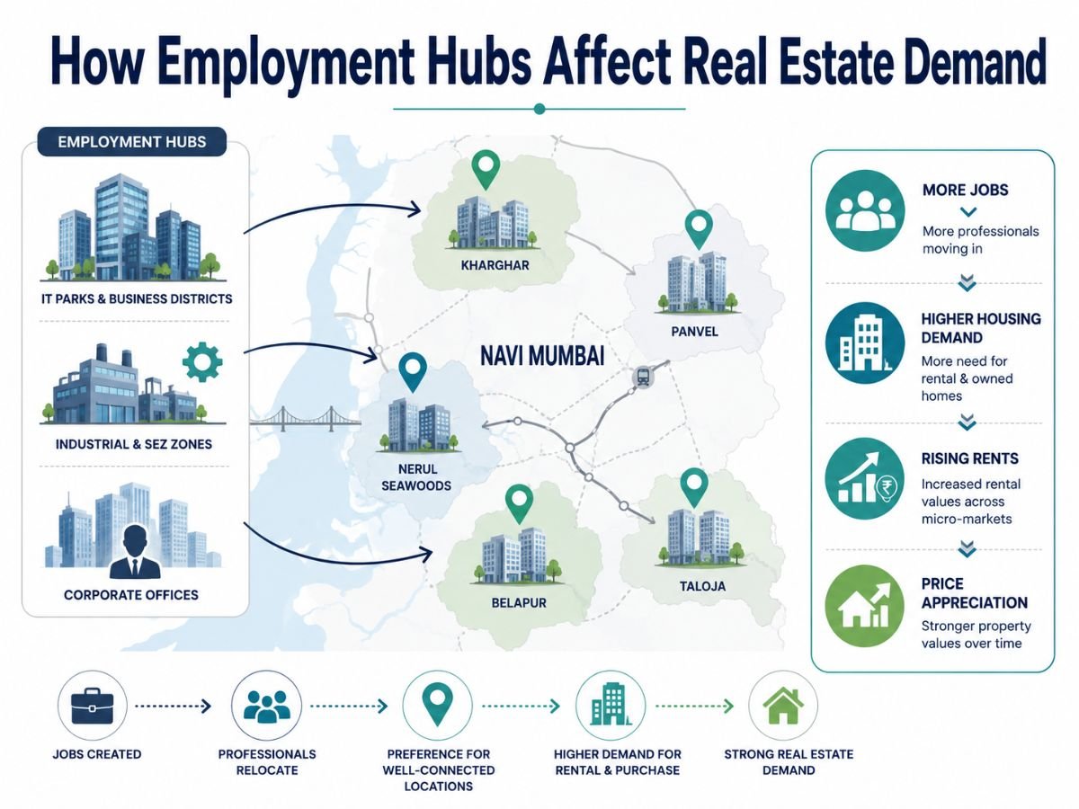 How Employment Hubs Affect Real Estate Demand is visible in this image
