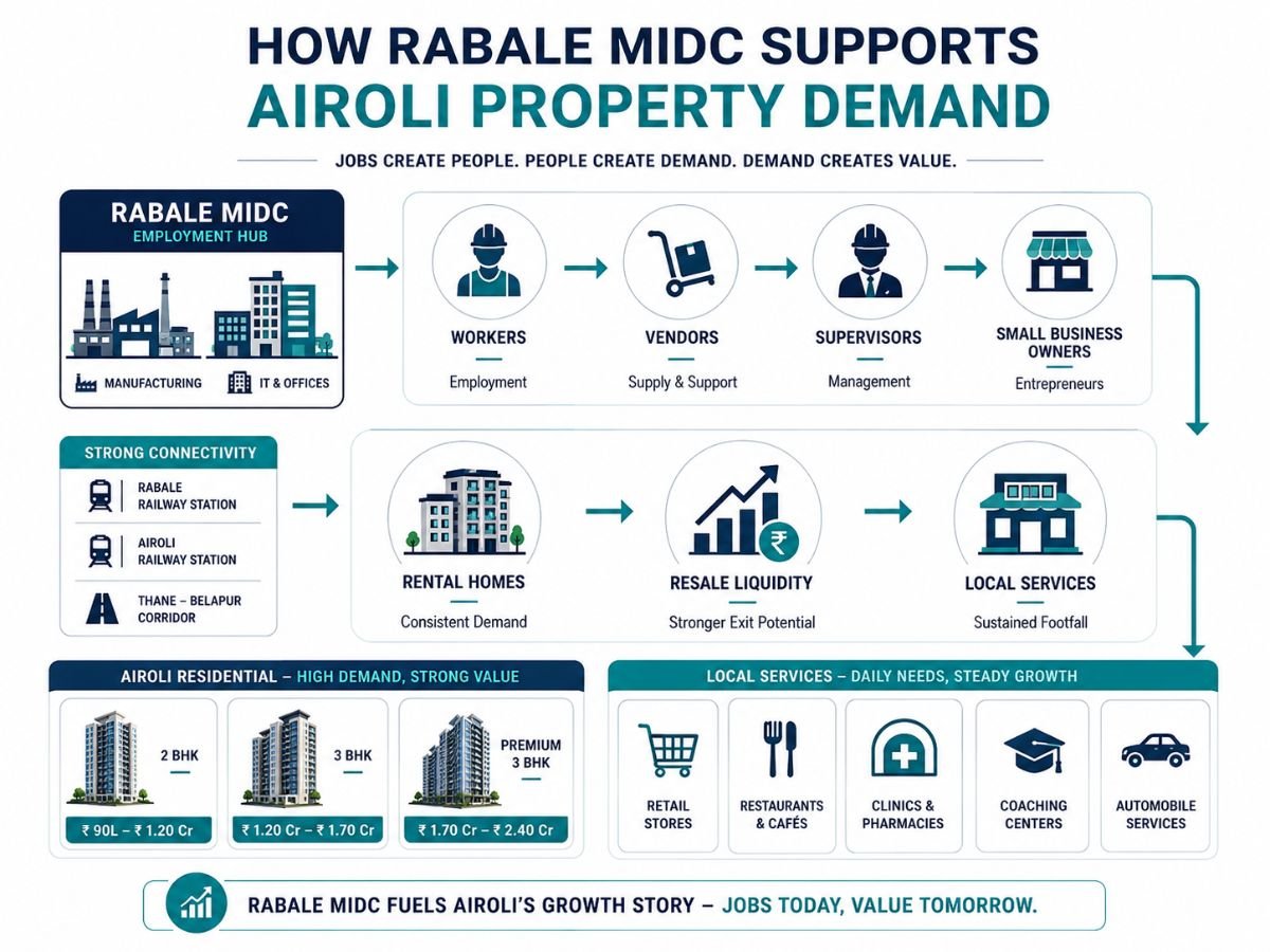 How Rabale MIDC Supports Rental Demand is visible in this image.