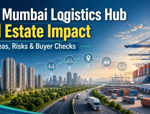 Navi Mumbai logistics hub real estate impact thumbnail is visible in this image.
