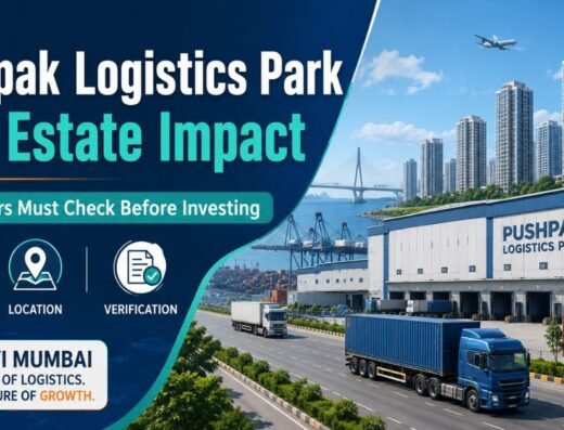 Pushpak logistics park real estate impact thumbnail is visible in this image.