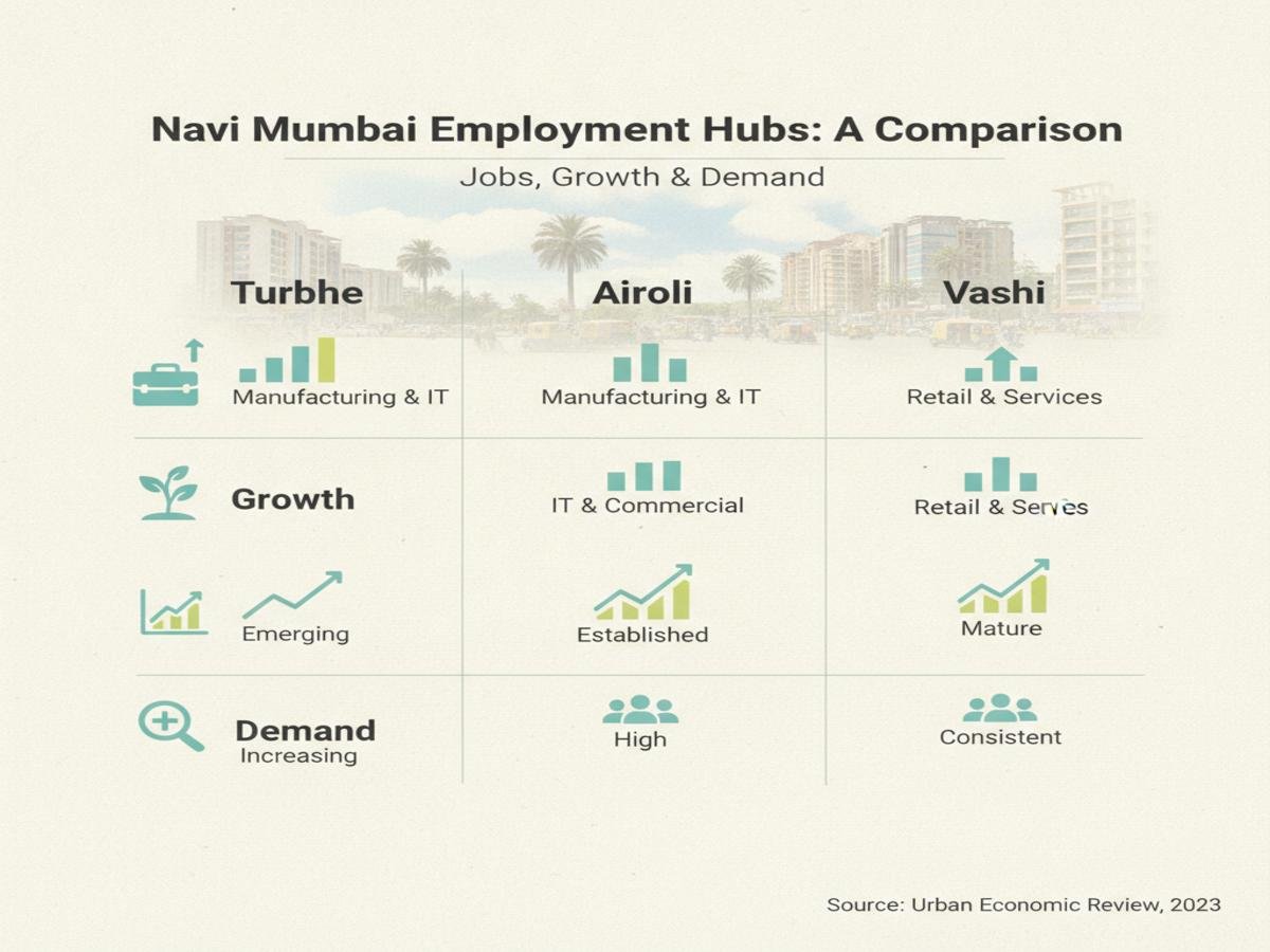 Turbhe vs Other Navi Mumbai Employment Hubs is visible in this image