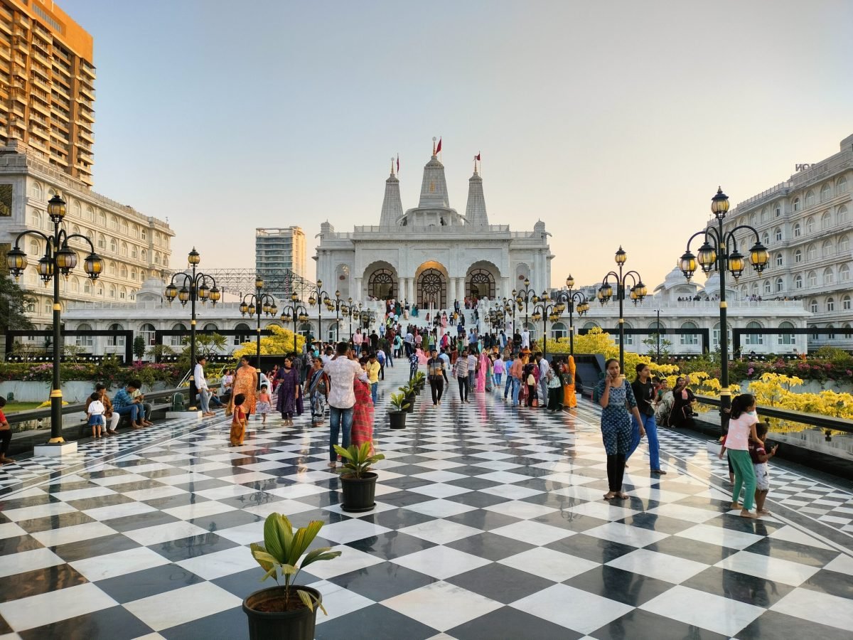 Evening aarti during festival at ISKCON Kharghar